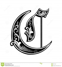 Garnished Gothic Style Font Letter "C"